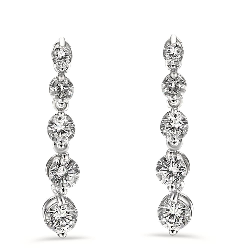 Drop Earrings Silver Zirconia 10 Stones Rhodium plated