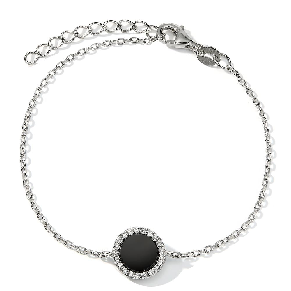 Bracelet Silver Onyx Rhodium plated 16-19 cm