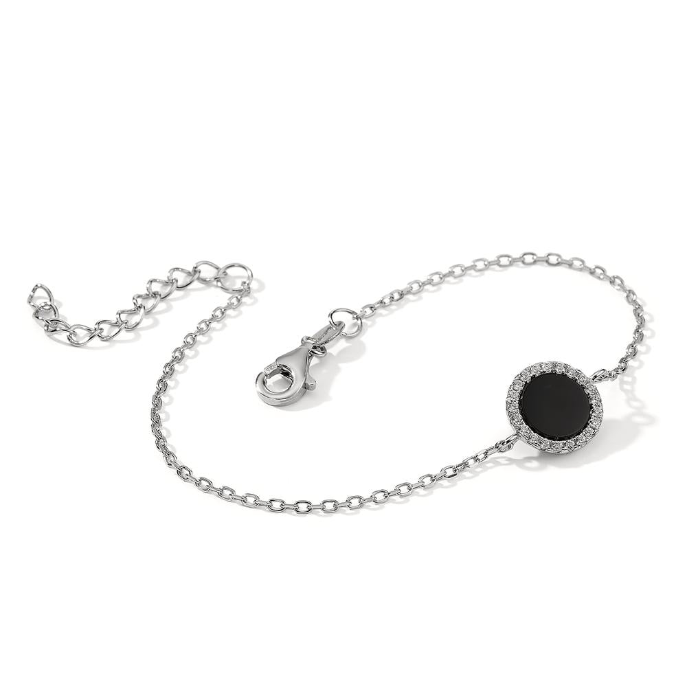 Bracelet Silver Onyx Rhodium plated 16-19 cm