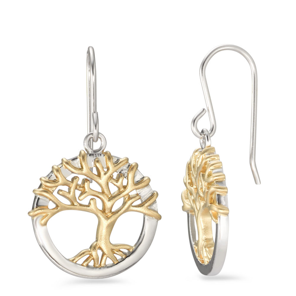 Drop Earrings Silver Gold plated Tree Of Life Ø18 mm