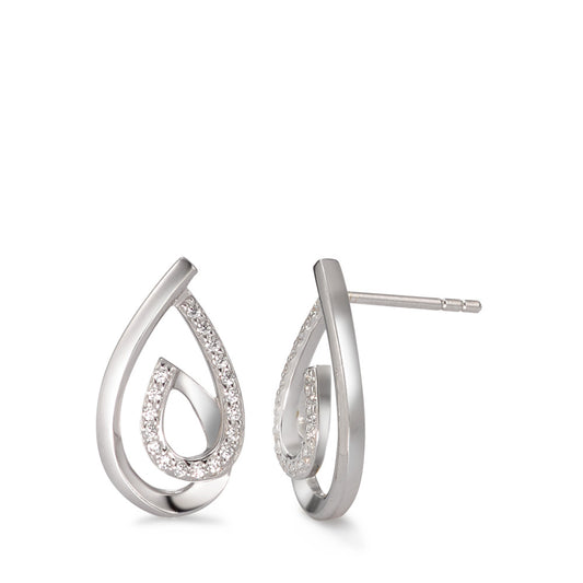 Stud earrings Silver Zirconia Rhodium plated