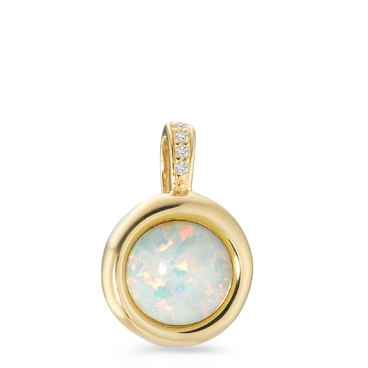 Pendant Silver Synthetic Opal Gold plated Ø11 mm