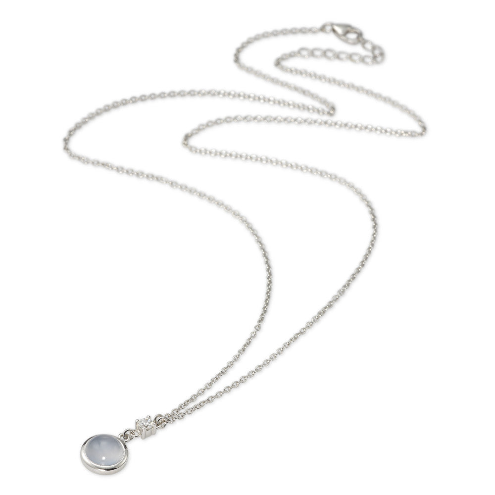 Necklace Silver Chalcedony Rhodium plated 51-54 cm Ø10 mm