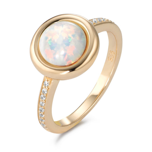 Ring Silver Synthetic Opal Gold plated Ø11 mm