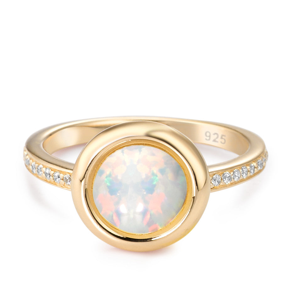 Ring Silver Synthetic Opal Gold plated Ø11 mm