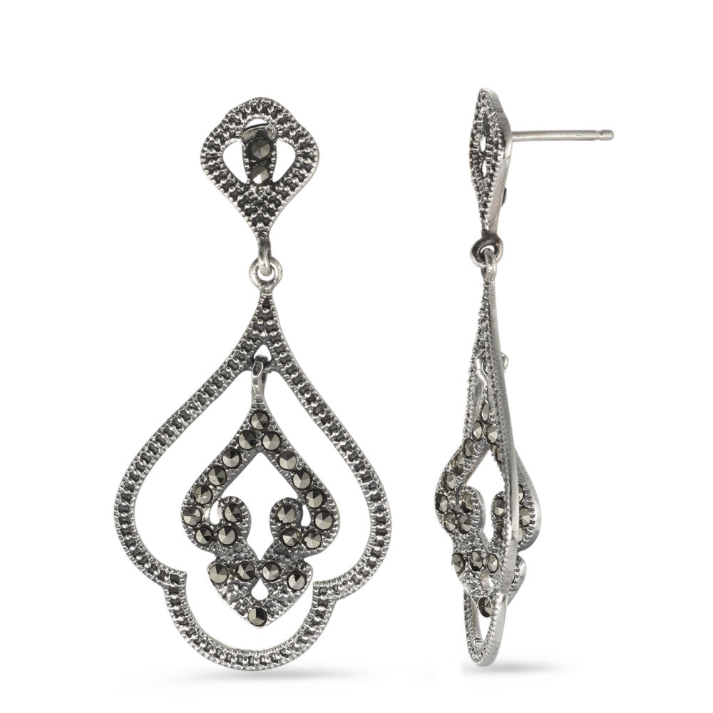 Drop Earrings Silver Marcasite