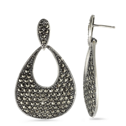 Drop Earrings Silver Marcasite