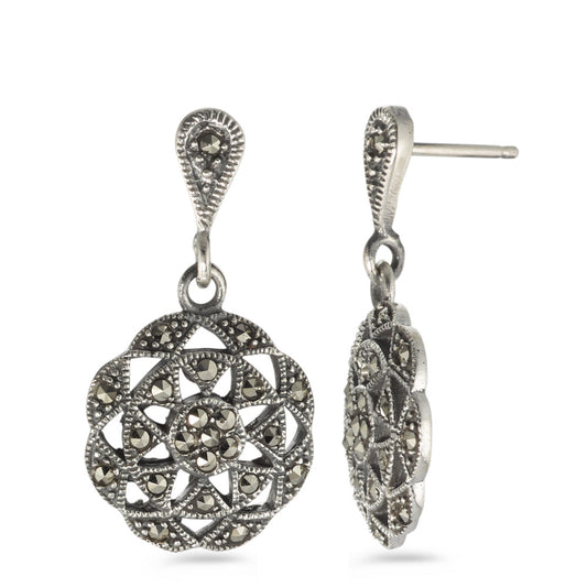 Drop Earrings Silver Marcasite