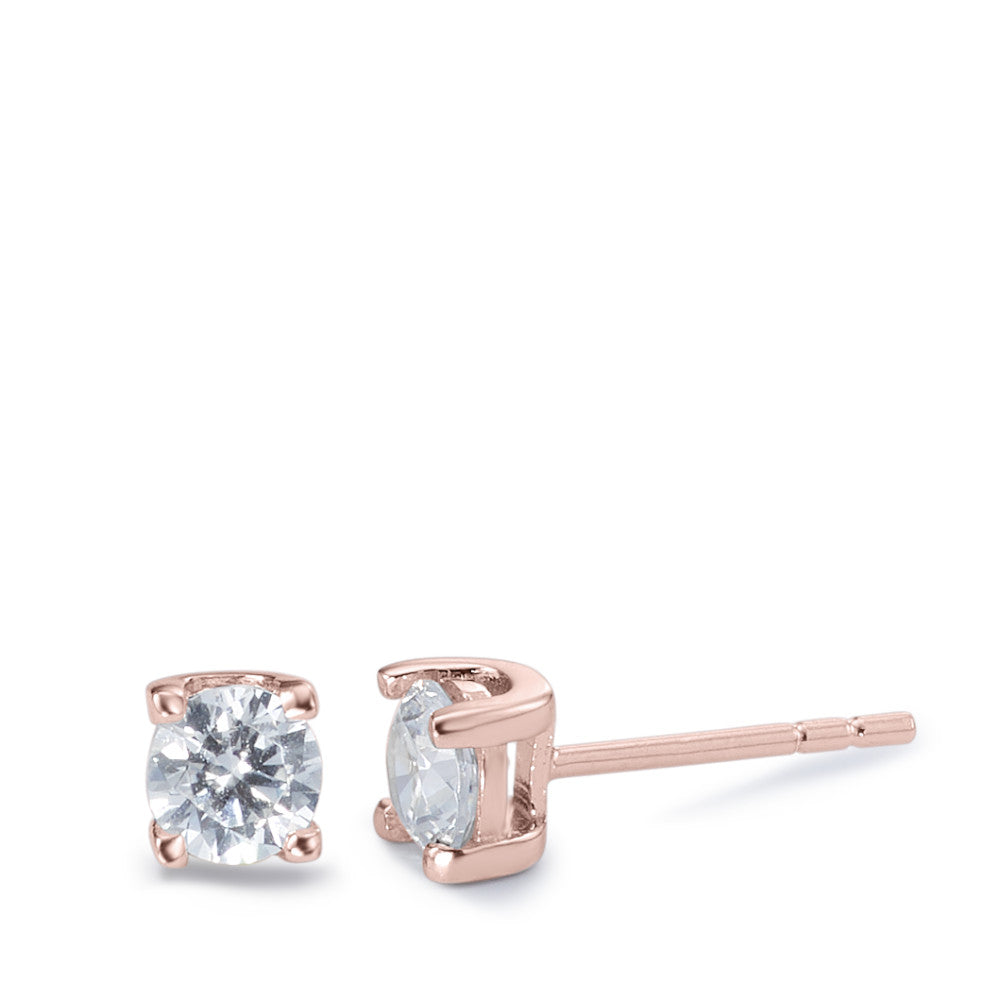 Stud earrings Silver Zirconia Rose Gold plated Ø5 mm