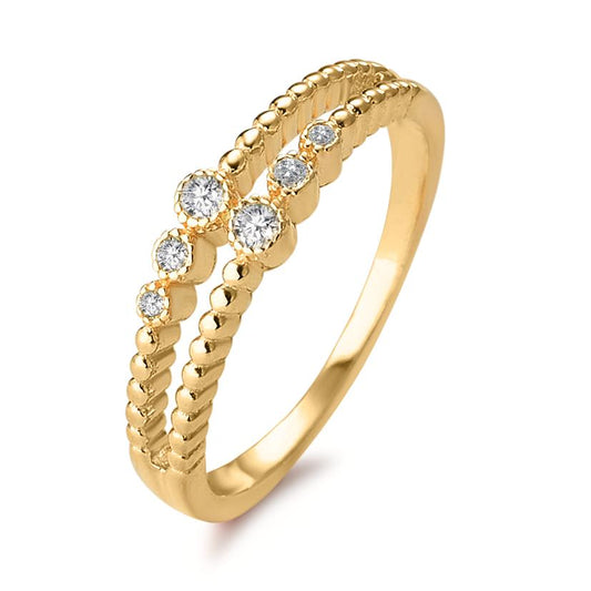 Ring Silver Zirconia 6 Stones Gold plated