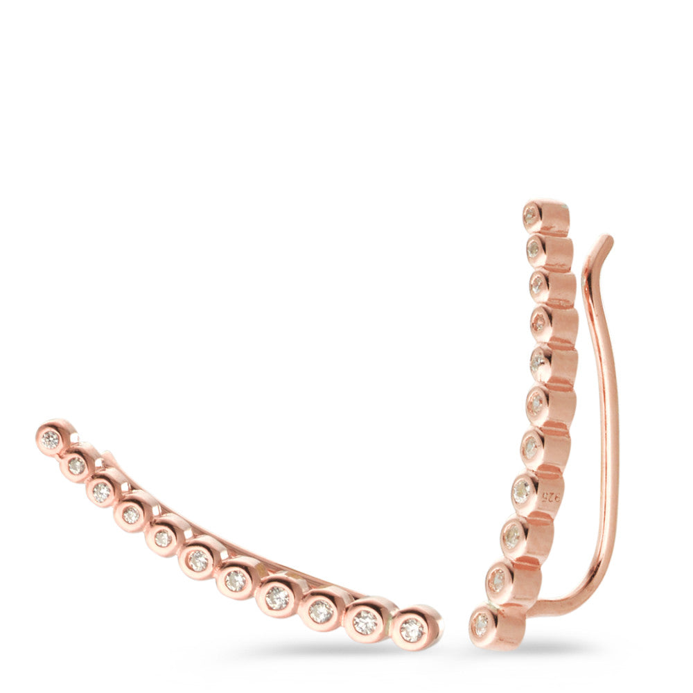 Ear Climber Silver Zirconia Rose Gold plated