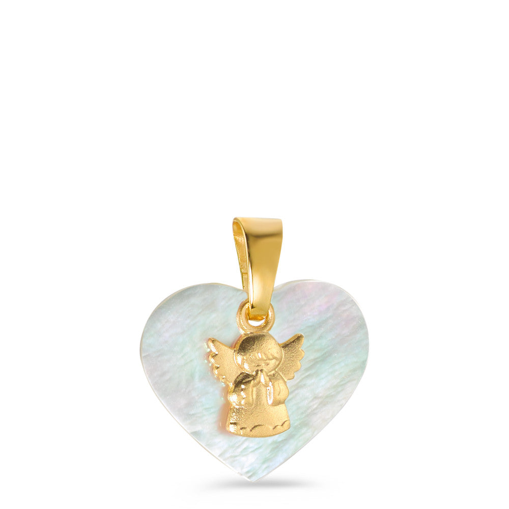 Pendant 9k Yellow Gold Mother of pearl Guardian Angel Ø13 mm