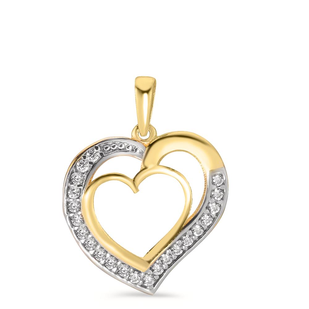 Pendant 9k Yellow Gold Zirconia Heart Ø13 mm