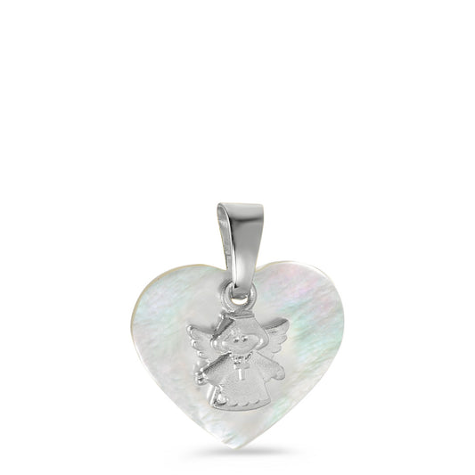 Pendant Silver Rhodium plated Mother of pearl Guardian Angel Ø13 mm