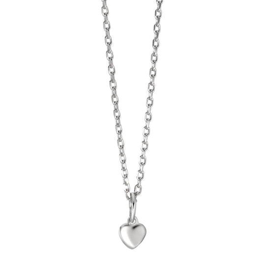 Necklace with pendant Silver Rhodium plated Heart 38-40 cm Ø5 mm