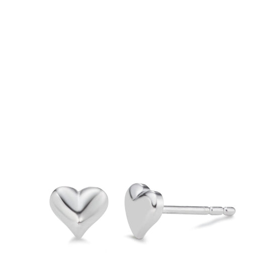 Stud earrings Silver Rhodium plated Heart Ø5 mm