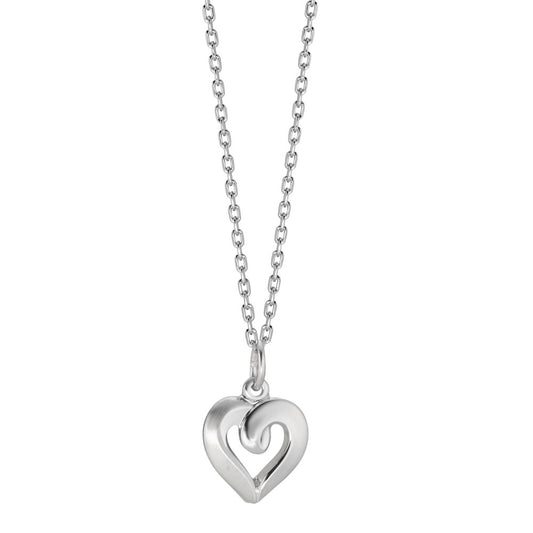 Necklace with pendant Silver Rhodium plated Heart 40-42 cm Ø11 mm