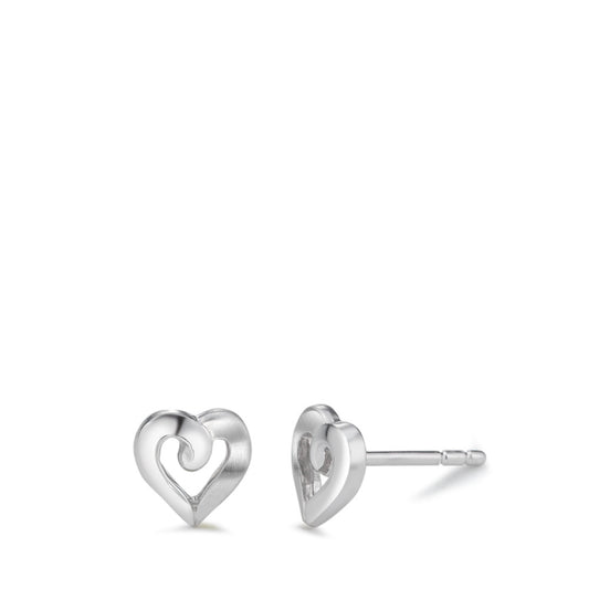 Stud earrings Silver Rhodium plated Heart Ø6.5 mm