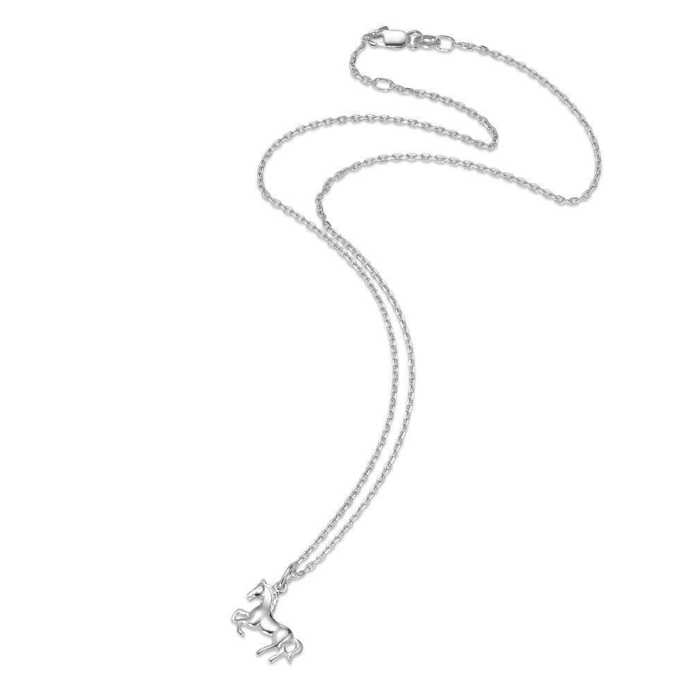 Necklace with pendant Silver Rhodium plated Horse 38-40 cm