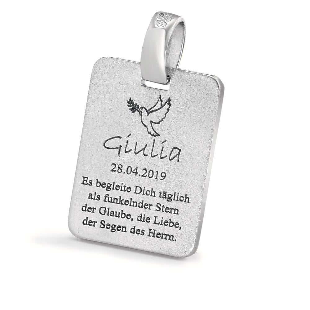 Engravable pendant Silver Rhodium plated