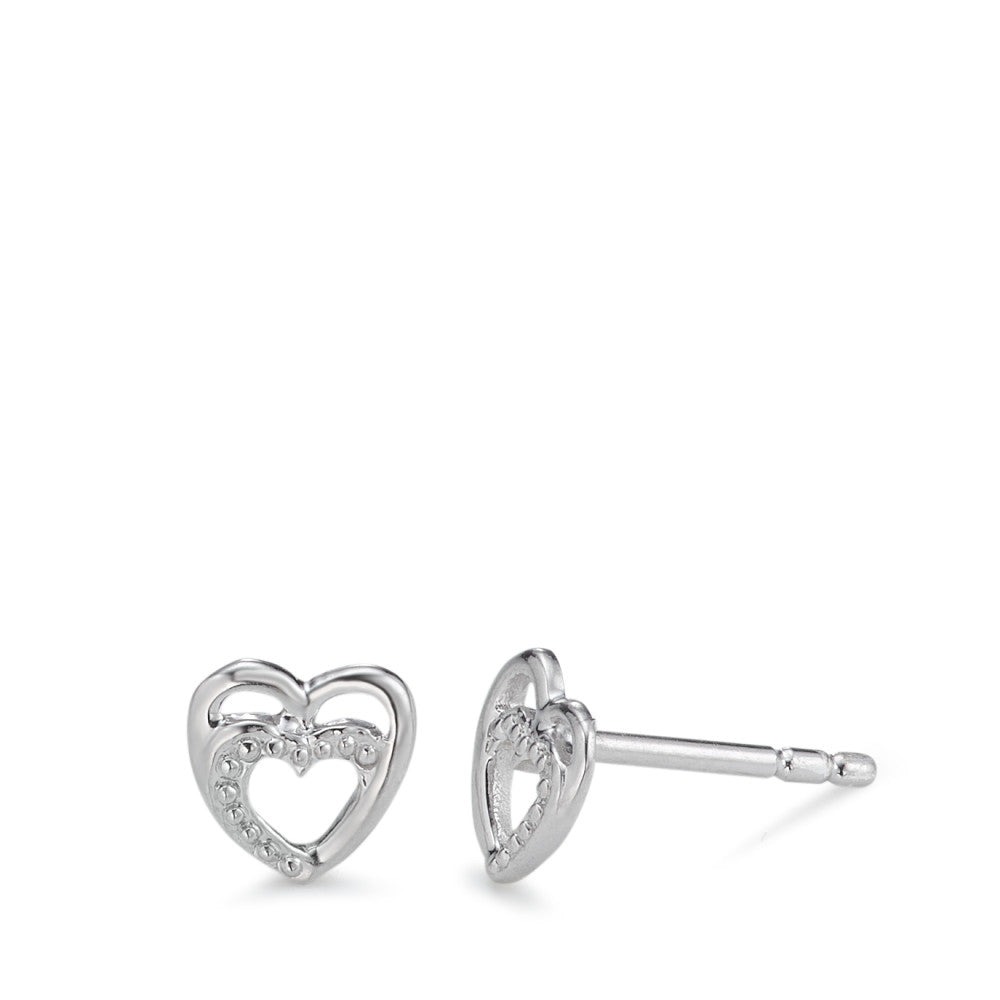 Stud earrings Silver Rhodium plated Heart Ø6 mm