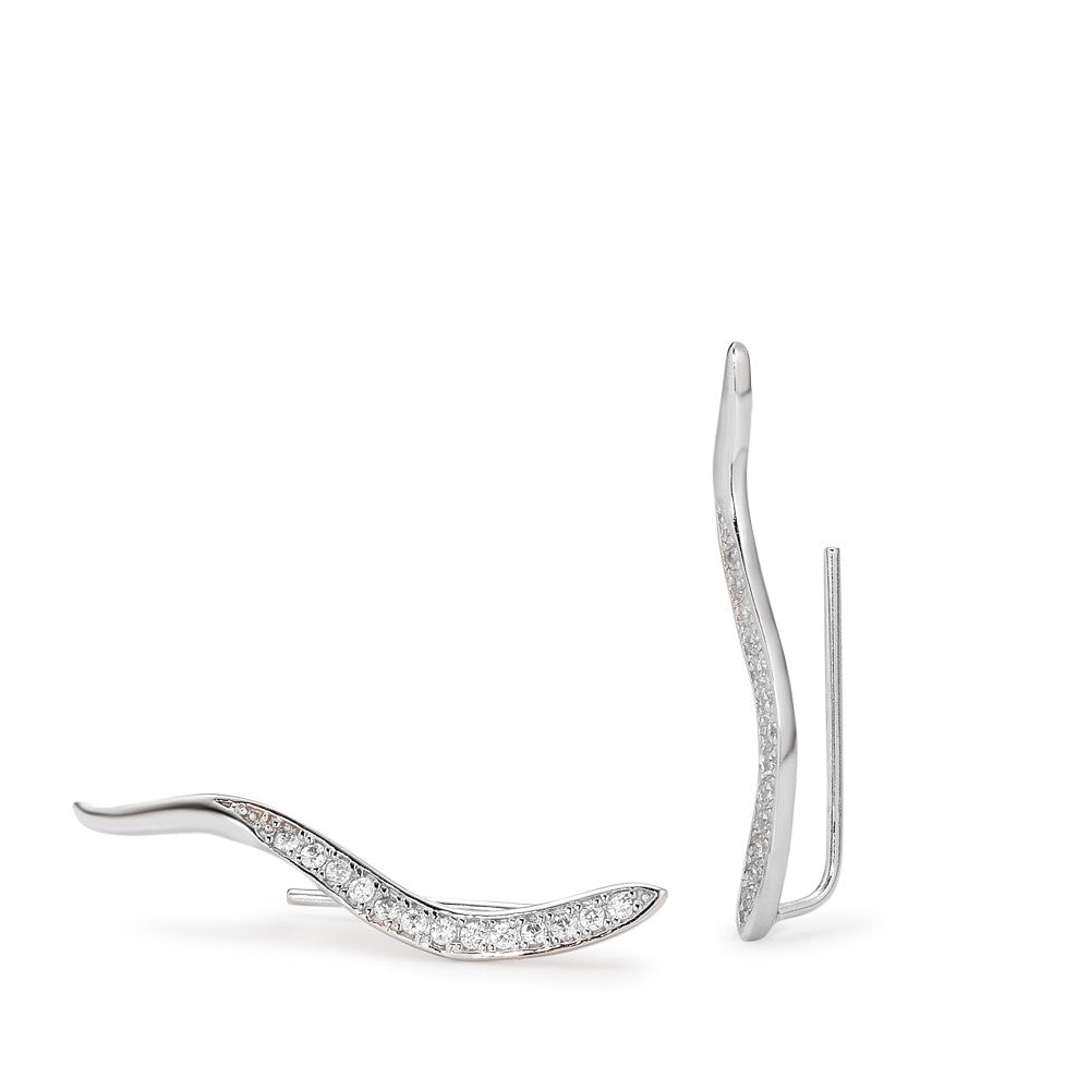 Ear Climber Silver Zirconia 26 Stones Rhodium plated