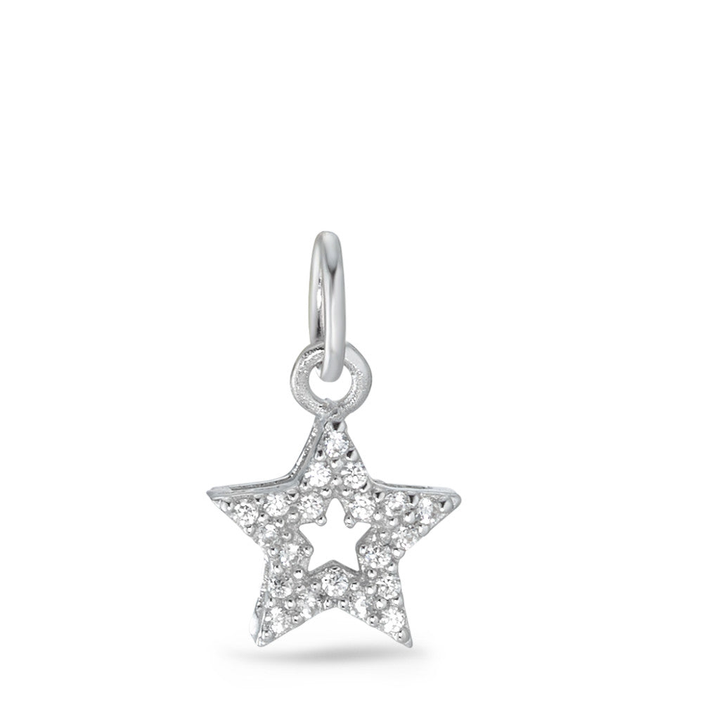 Pendant Silver Zirconia Rhodium plated Star Ø9 mm