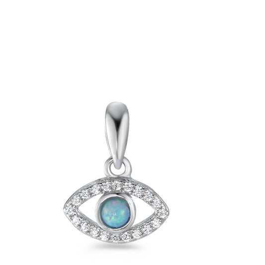 Pendant Silver Synthetic Opal Rhodium plated