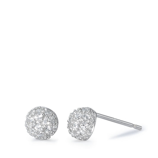 Stud earrings Silver Zirconia Rhodium plated Ø7 mm