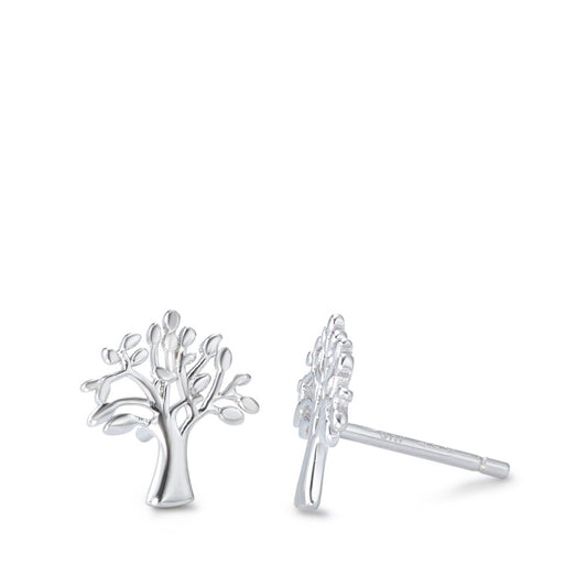 Stud earrings Silver Rhodium plated Tree Of Life Ø10 mm