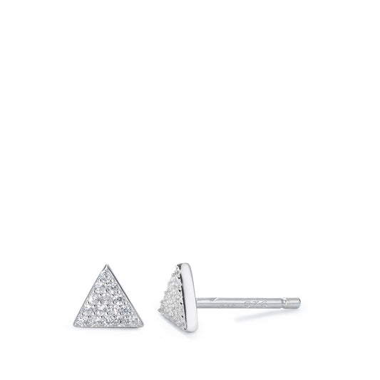 Stud earrings Silver Zirconia Rhodium plated Ø5 mm