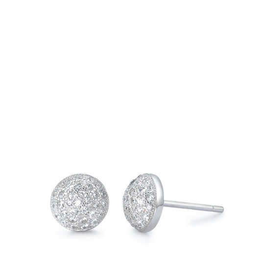 Stud earrings Silver Zirconia Rhodium plated Ø7 mm