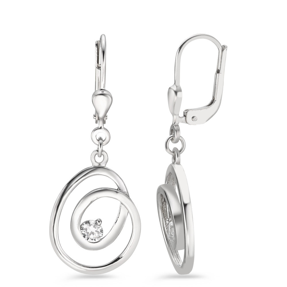 Drop Earrings Silver Zirconia 2 Stones Rhodium plated