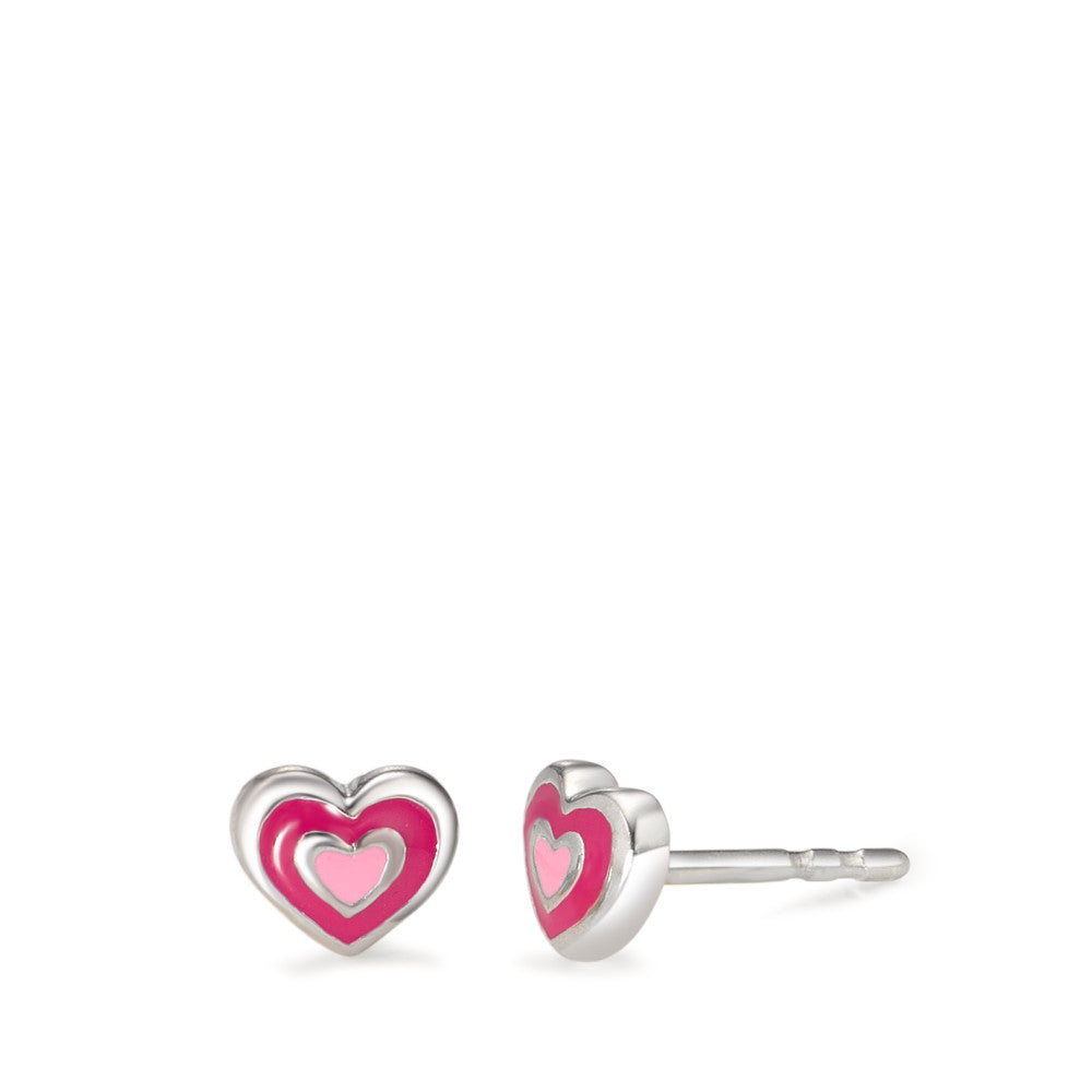 Stud earrings Silver Rhodium plated Heart Ø6 mm