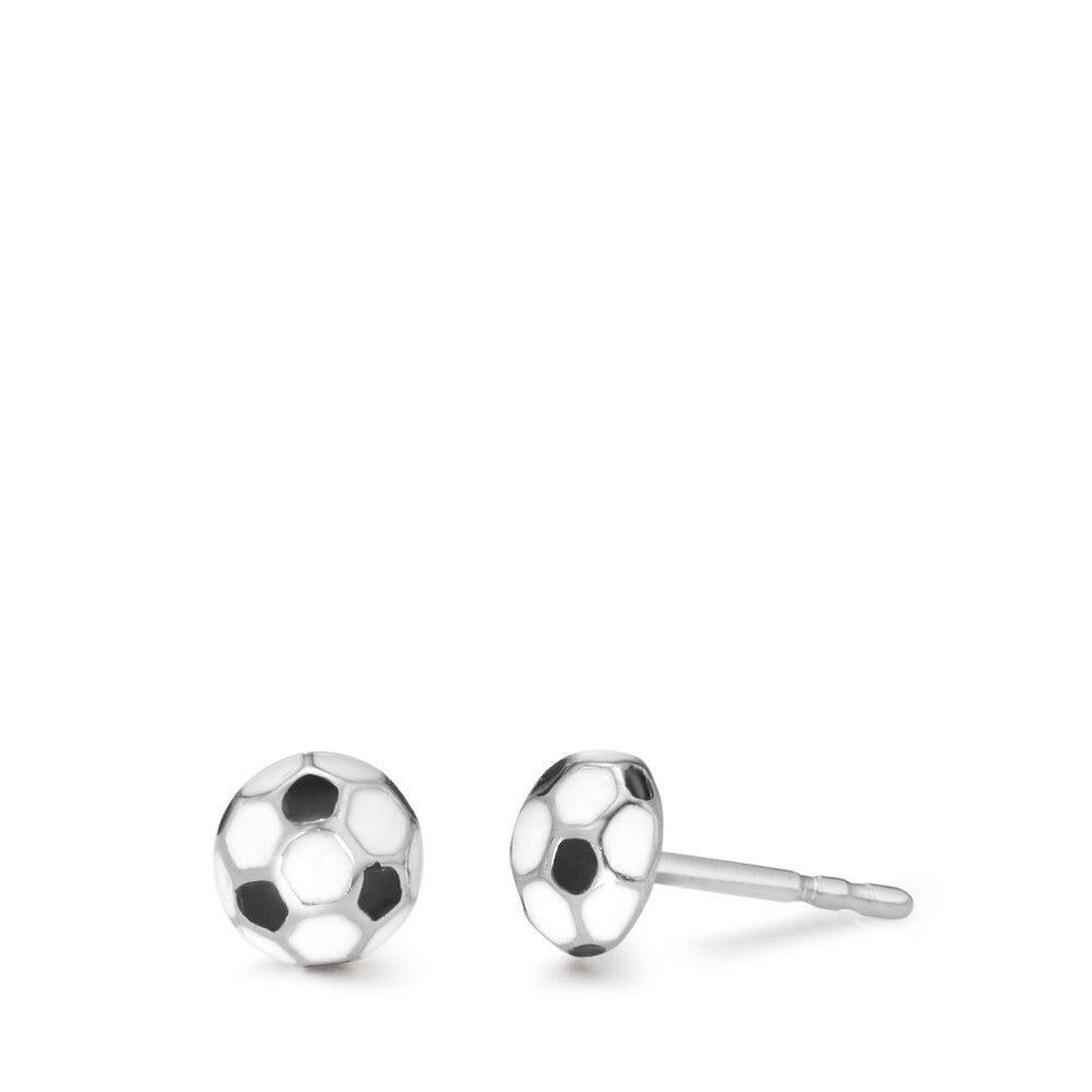 Stud earrings Silver Rhodium plated Football Ø6 mm