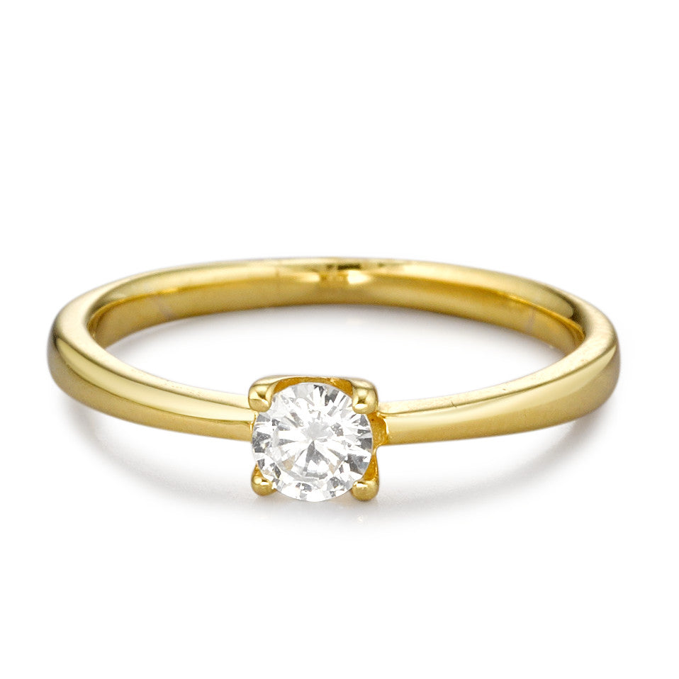 Solitaire ring 9k Yellow Gold Zirconia Ø3.8 mm