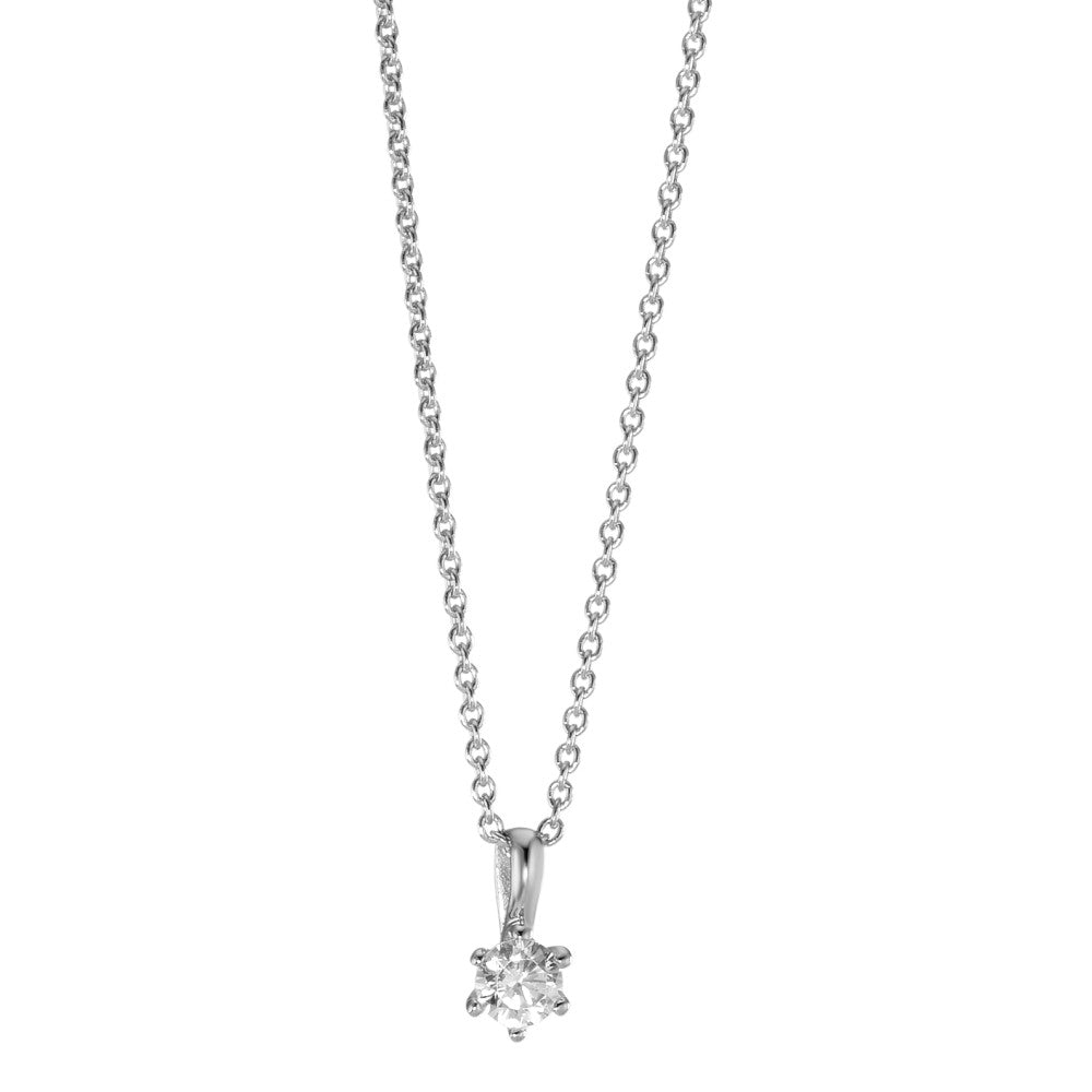 Necklace with pendant 9k White Gold Zirconia 40-42 cm Ø4 mm