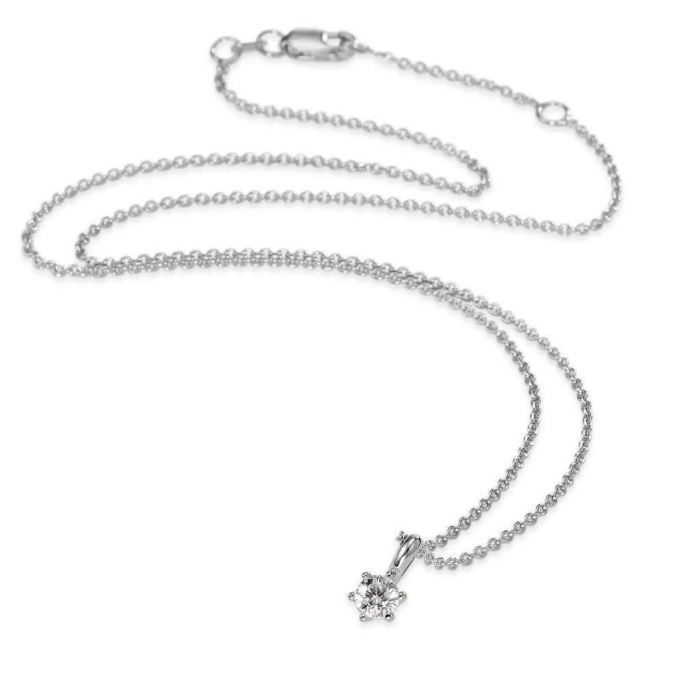 Necklace with pendant 9k White Gold Zirconia 40-42 cm Ø4 mm