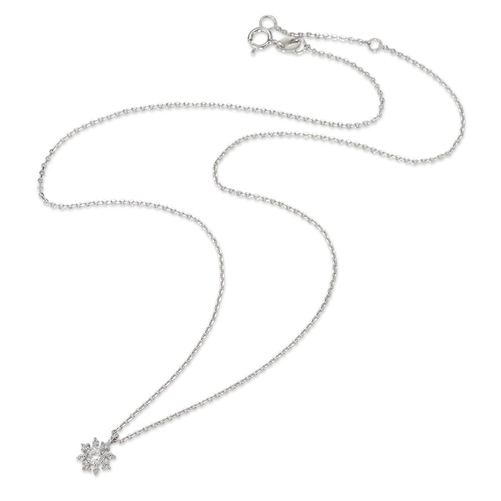 Necklace with pendant Silver Zirconia Rhodium plated Snowflake 38-40 cm Ø7 mm