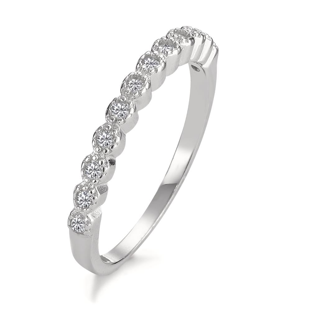 Memory ring Silver Zirconia 12 Stones Rhodium plated