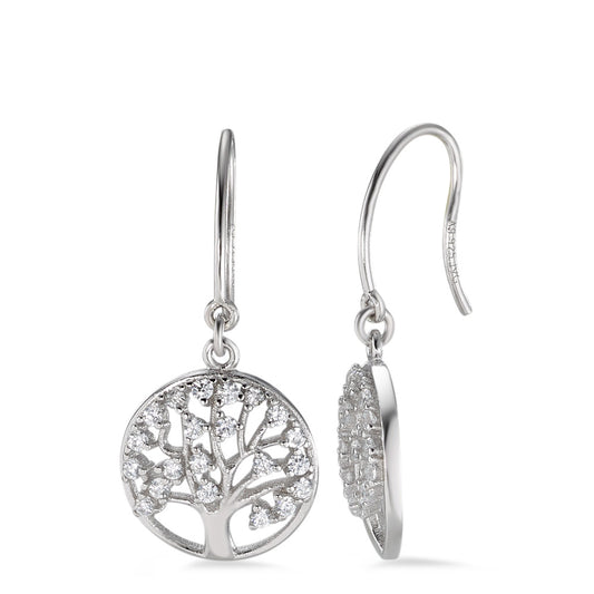 Drop Earrings Silver Zirconia Rhodium plated Tree Of Life