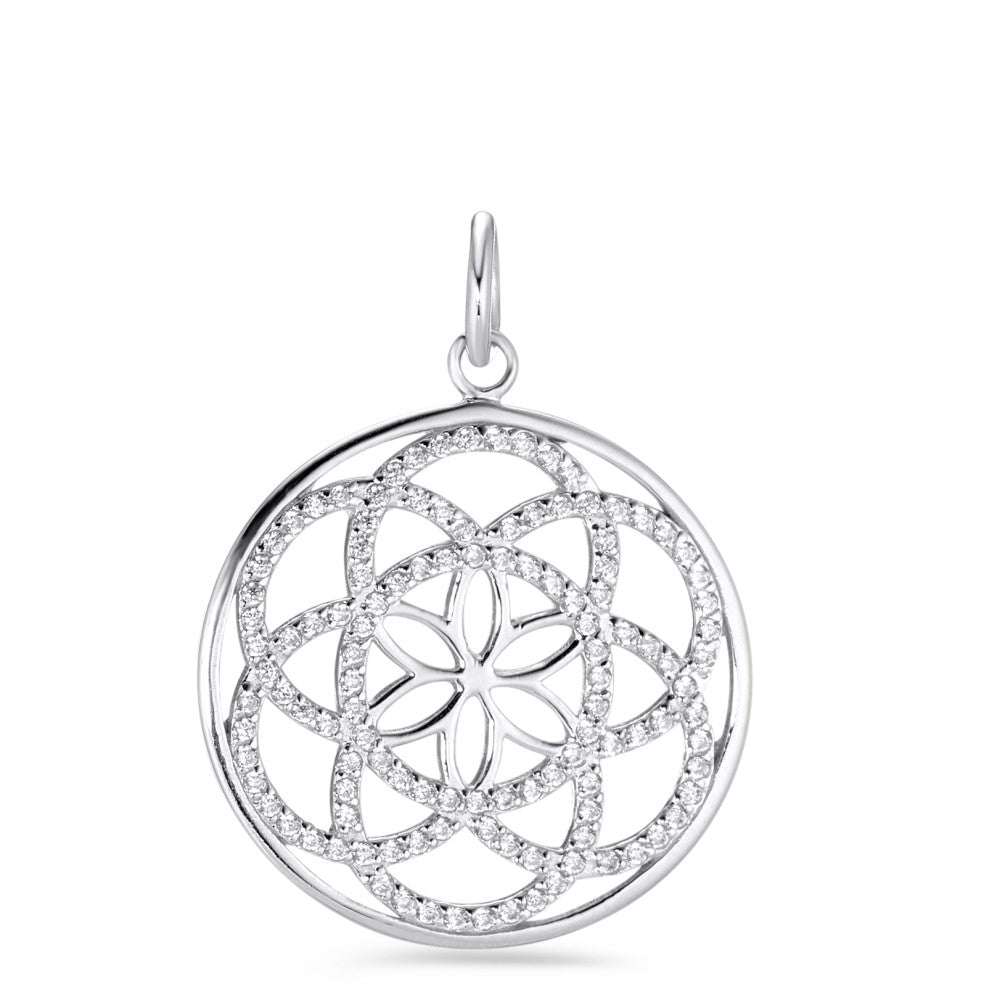 Pendant Silver Zirconia Rhodium plated Flower Of Life Ø25 mm