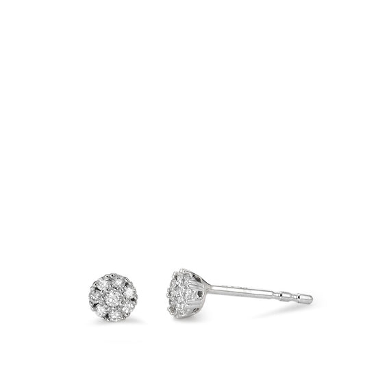 Stud earrings 18k White Gold Diamond White, 0.14 ct, 16 Stones, brilliant, w-si Ø4 mm