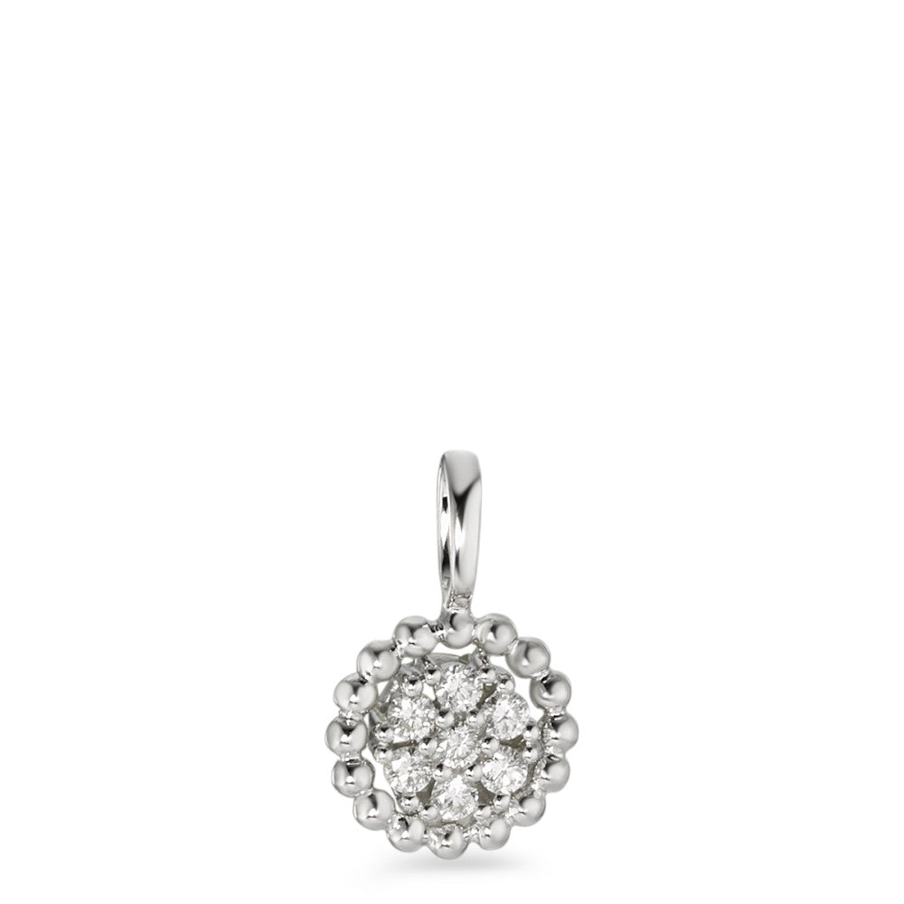 Pendant 18k White Gold Diamond White, 0.14 ct, 7 Stones, brilliant, w-si Ø8.5 mm