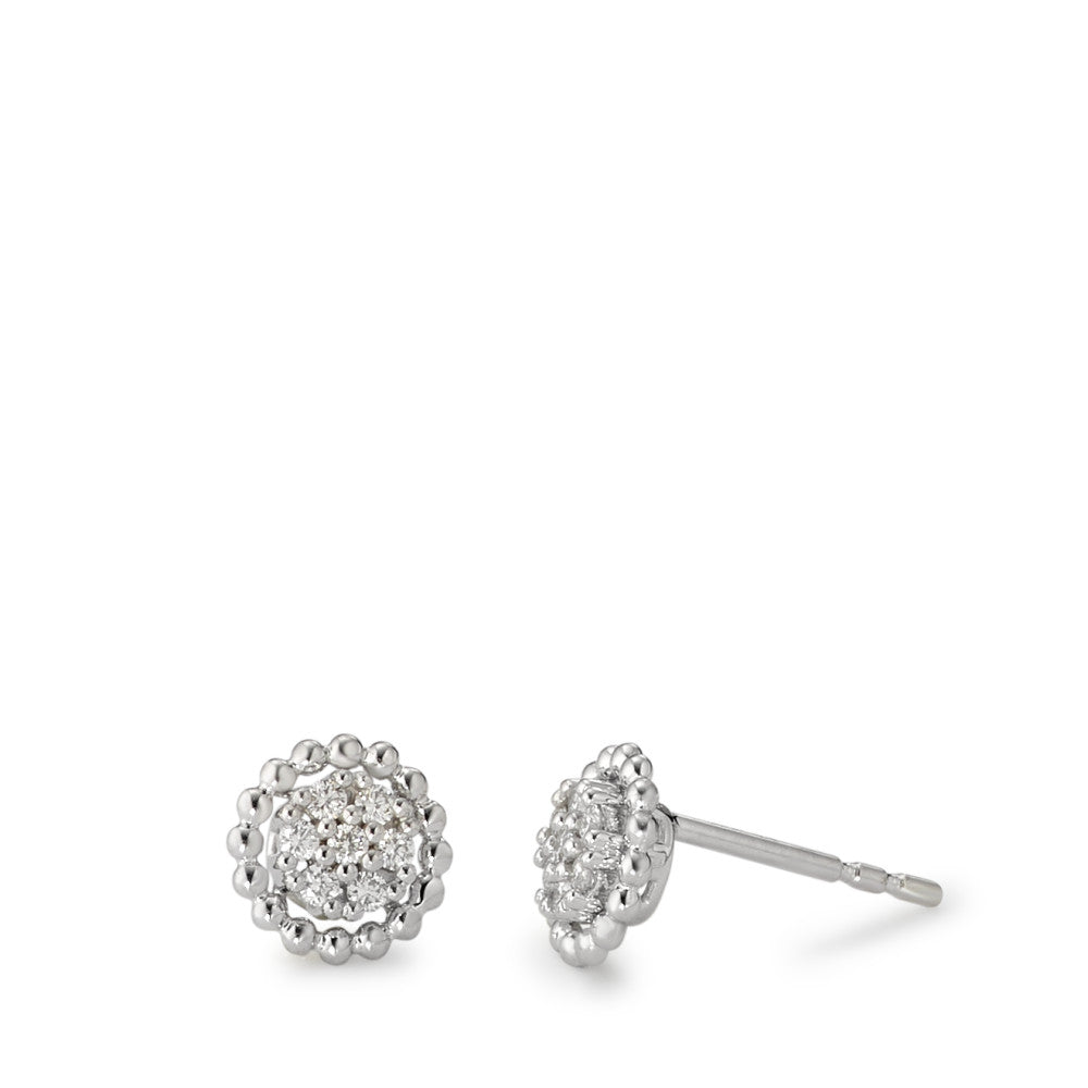 Stud earrings 18k White Gold Diamond White, 0.14 ct, 14 Stones, brilliant, w-si Ø7 mm