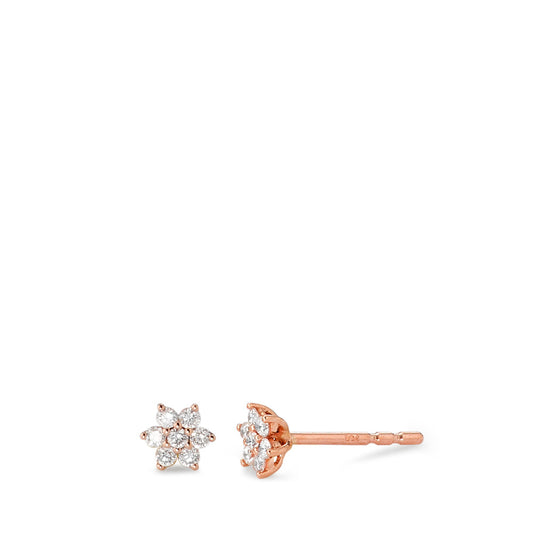 Stud earrings 18k Red Gold Diamond White, 0.14 ct, 14 Stones, brilliant, w-si Ø5 mm