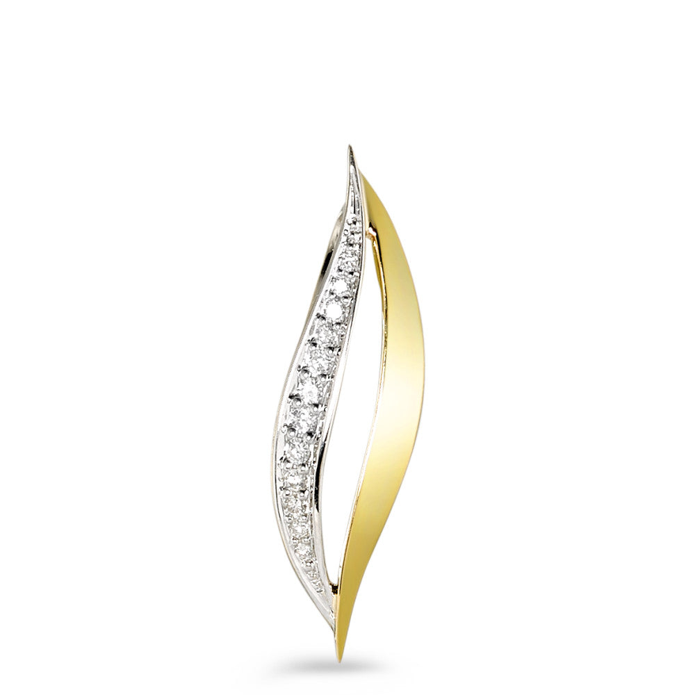 Pendant 18k Yellow Gold, 18k White Gold Diamond White, 0.06 ct, 12 Stones, brilliant, w-si