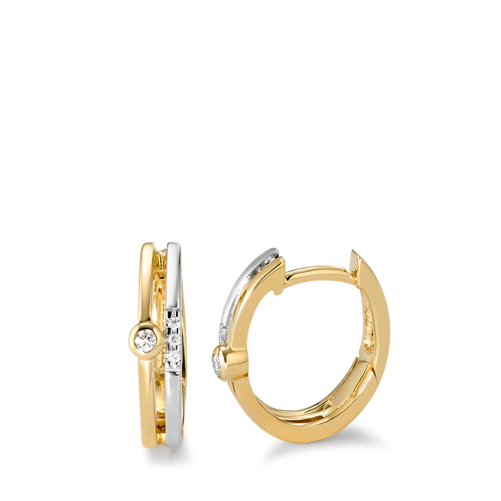 Hinged hoop 18k Yellow Gold, 18k White Gold Diamond White, 0.05 ct, 8 Stones, brilliant, w-si