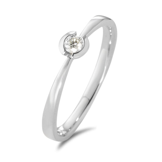 Solitaire ring 18k White Gold Diamond White, 0.10 ct, brilliant, w-si