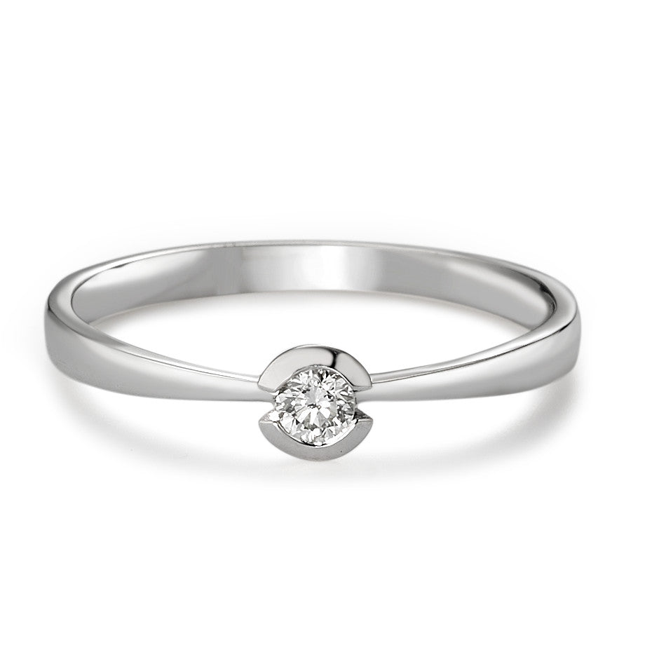 Solitaire ring 18k White Gold Diamond White, 0.10 ct, brilliant, w-si